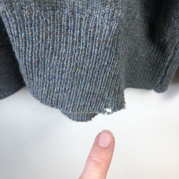 LL Bean Wool Sweater Mens XL Tall Gray 100% Lambswool Made in Scotland *Flaw* - Picture 8 of 16